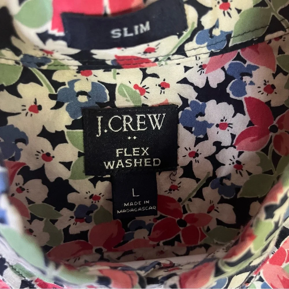 J.Crew‎ Slim Floral Short Sleeve Casual Button Down Shirt Size Large